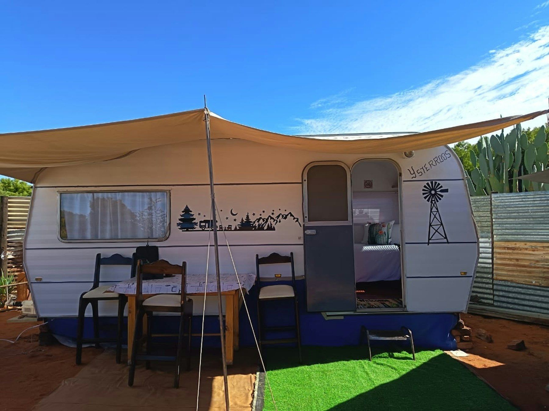 Caravan with awning