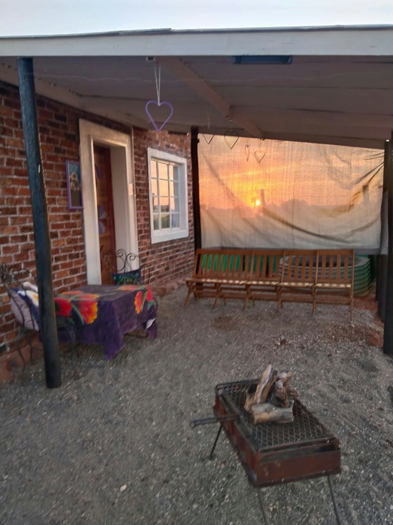 Fire pit at sunset
